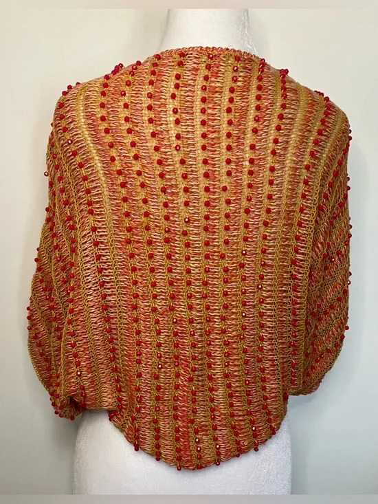 Anthropologie Charlie & Robin Leahi Beaded Shrug S/M Crochet Boho Festival Layer - Picture 2 of 6